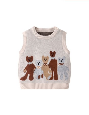 Autumn and winter double-layer warm round neck knitted vest