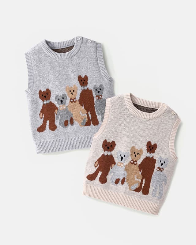 Autumn and winter double-layer warm round neck knitted vest