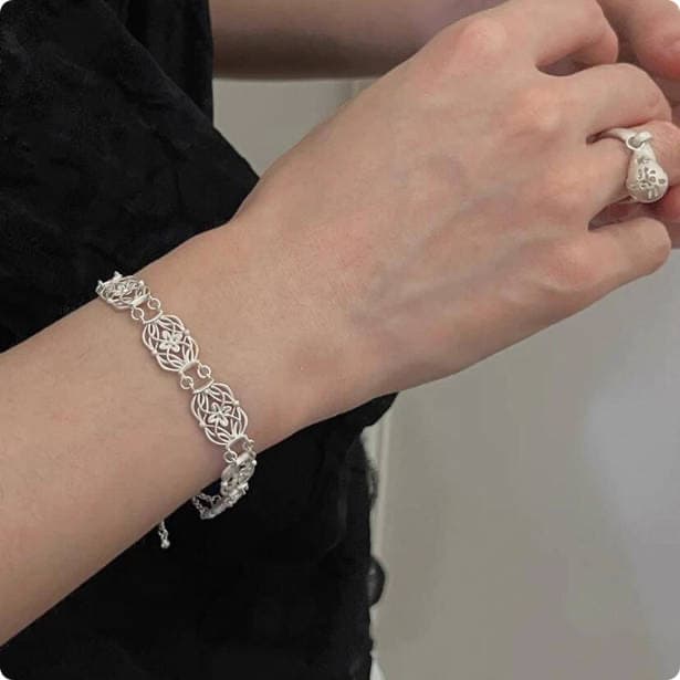 925 Silver Engraved Elegant Bracelet For Women 925 Silver Engraved Elegant Bracelet For Women