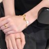 Moon Phase Bracelet Upper Quarter Moon Copper Plated 925 Silver Handmade Texture Double Star Sun And Moon Bracelet 17Cm