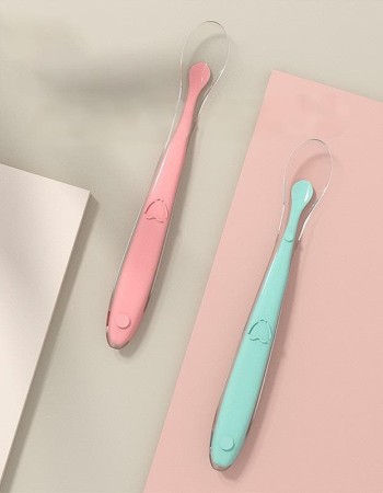 Newborn baby food spoon feeding water baby silicone soft spoon two-piece set