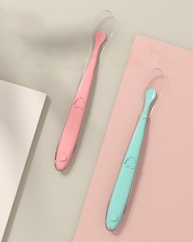 Newborn baby food spoon feeding water baby silicone soft spoon two-piece set