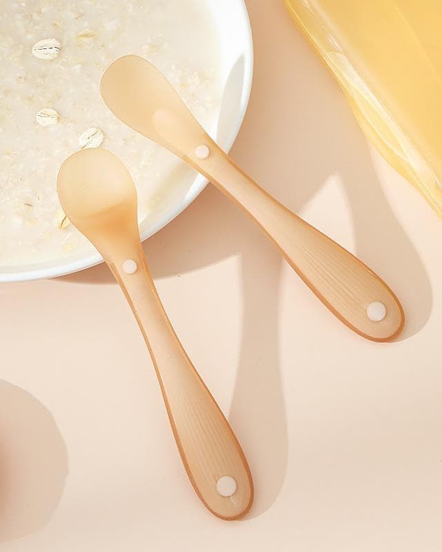 Silicone spoon for newborn baby baby food spoon for feeding water silicone soft spoon two-piece set