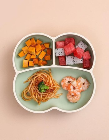 Baby food tray, baby special suction cup, integrated silicone grid tray