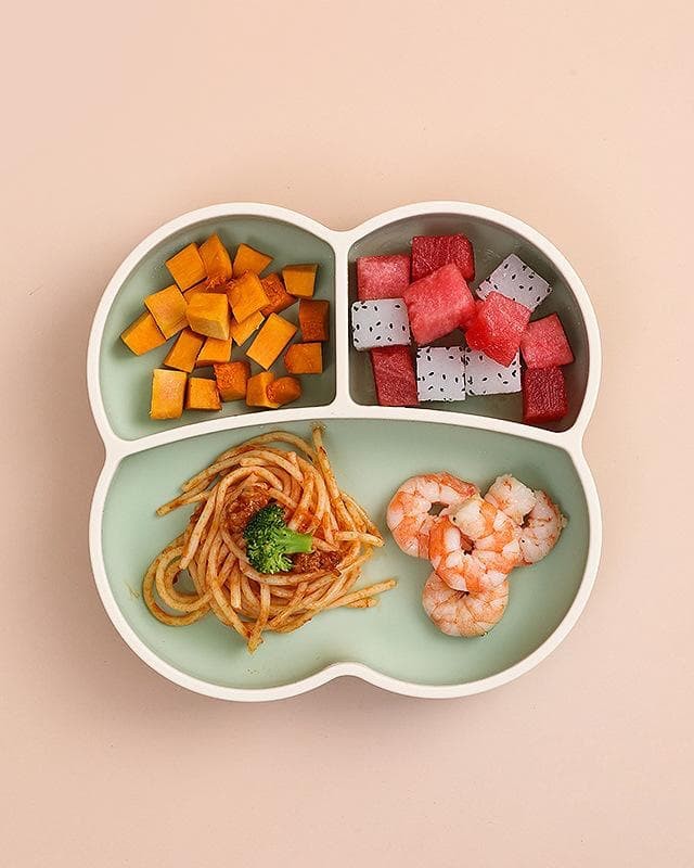 Baby food tray, baby special suction cup, integrated silicone grid tray