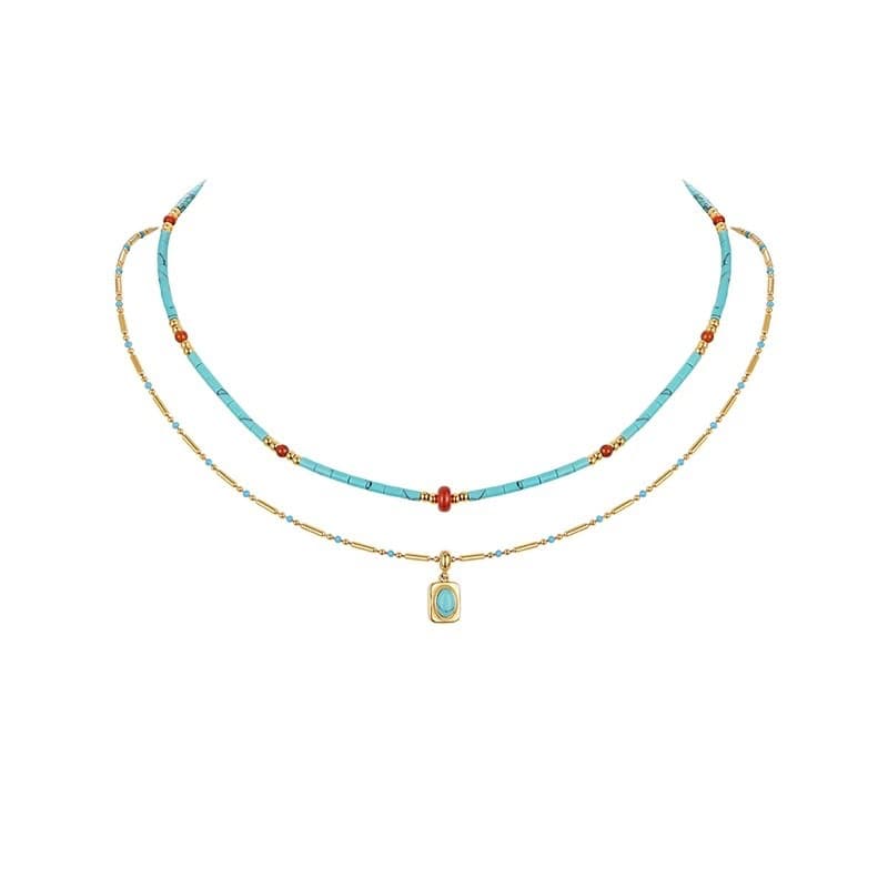 Small Color String Stacking Necklace Women'S Summer Dopamine Clavicle Chain
