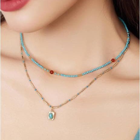 Small Color String Stacking Necklace Women'S Summer Dopamine Clavicle Chain Small Color String Stacking Necklace Women'S Summer Dopamine Clavicle Chain