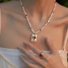 Purple Eye Heart Necklace Dopamine Contrast Color Personalized Jewelry
